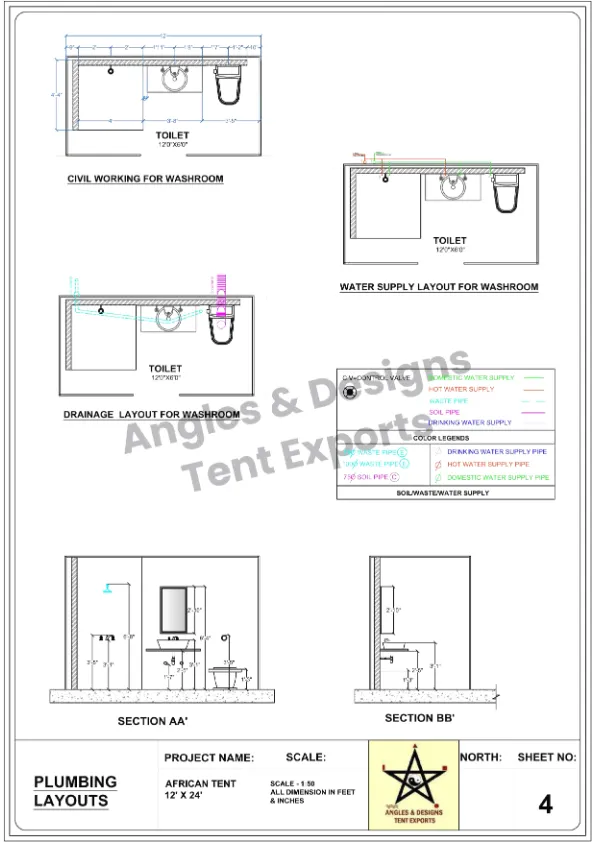 12x24 Tent Plumbing Layout